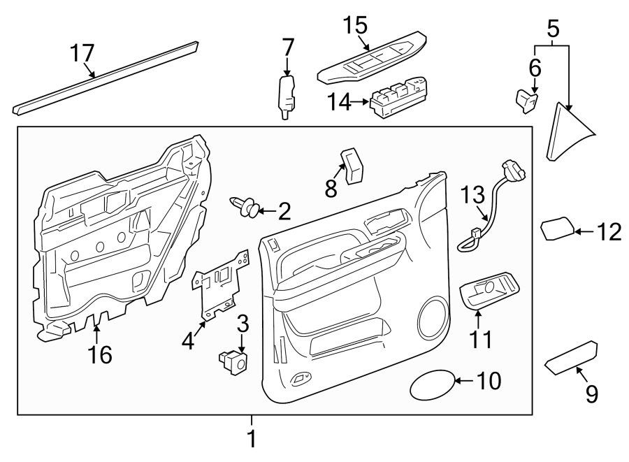 20954916 - Chevrolet Door Interior Trim Panel. W/UPLEVEL SLT PACKAGE