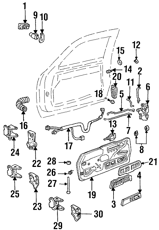 15963045 - Buick Door Lock Operating Rod (Front). Lock knob. Manual