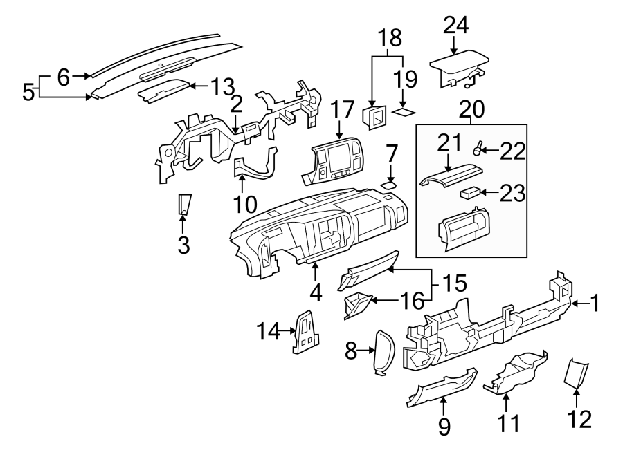 23224735 - General Motors Instrument Panel Trim Panel (Upper) | Island